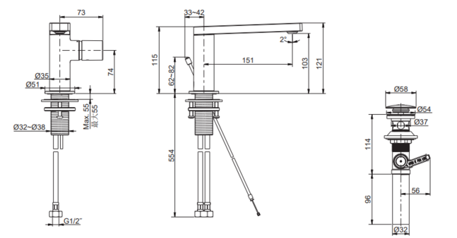 COMPOSED SH LAV FAUCET - SIDE HANDLE
