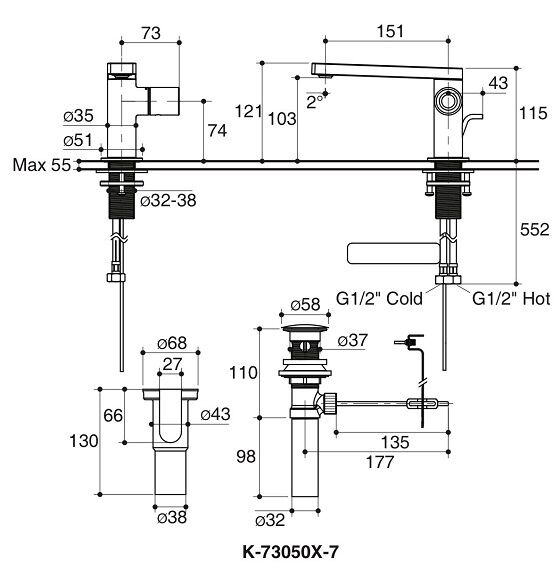 COMPOSED SH LAV FAUCET - SIDE HANDLE