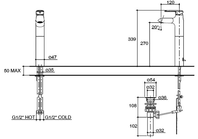 KUMIN SINGLE LEVER TALL LAV FAUCET