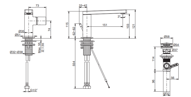 COMPOSED SH LAV FAUCET - SIDE HANDLE