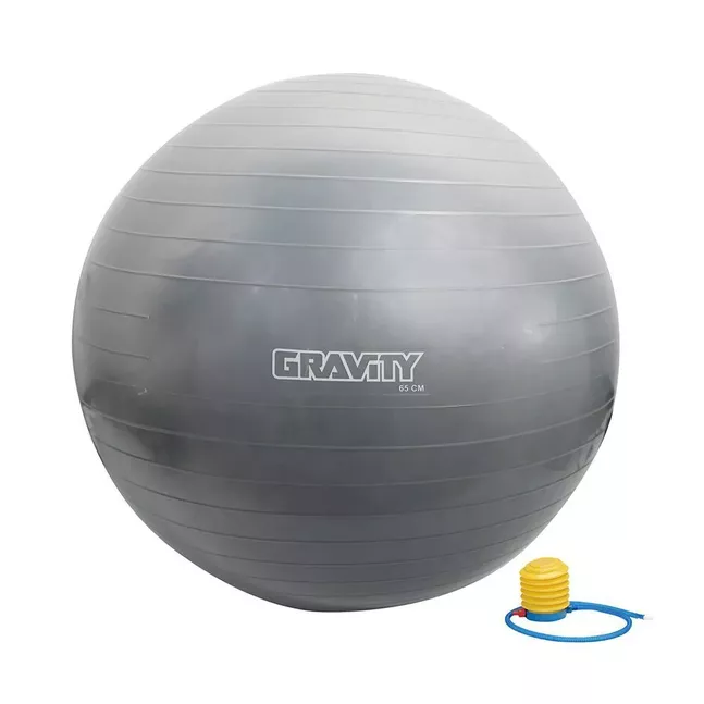 Фитбол Gravity Gymball, 65 см, серебристый, с насосом