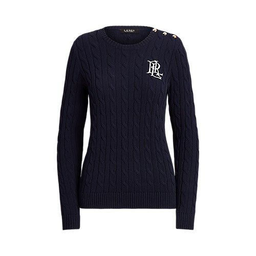 Button-trim cable-knit jumper