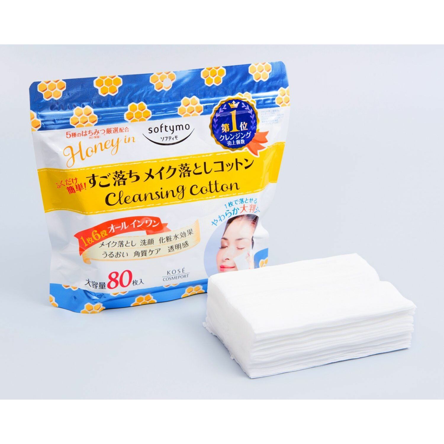 KOSE SOFTYMO CLEANSING COTTON (HONEY MILD) 80PCS 