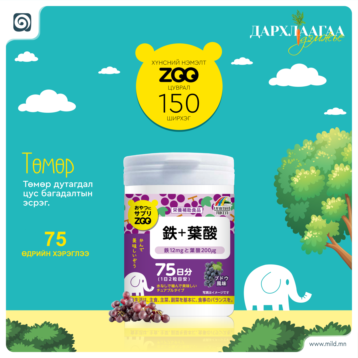 ZOO Төмөр фолийн хүчил 150ш