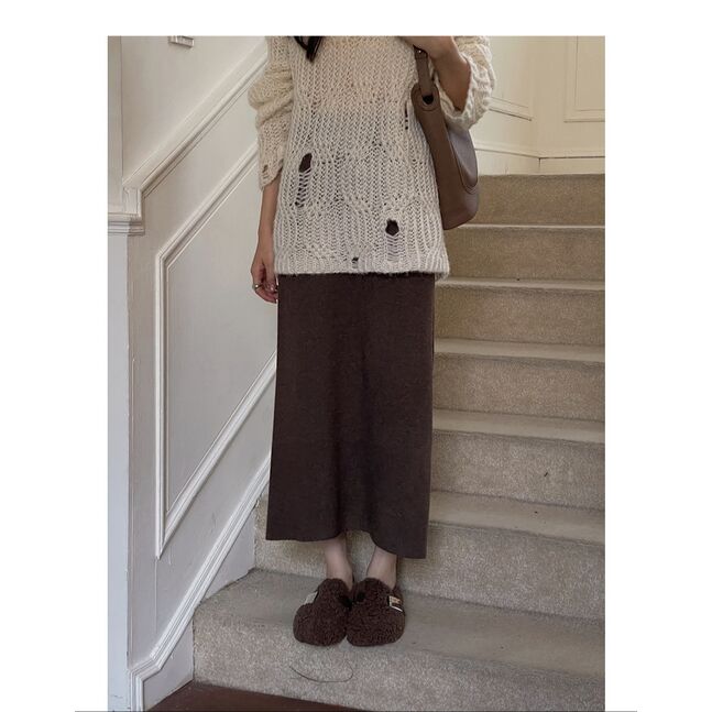 Long black wool  skirt