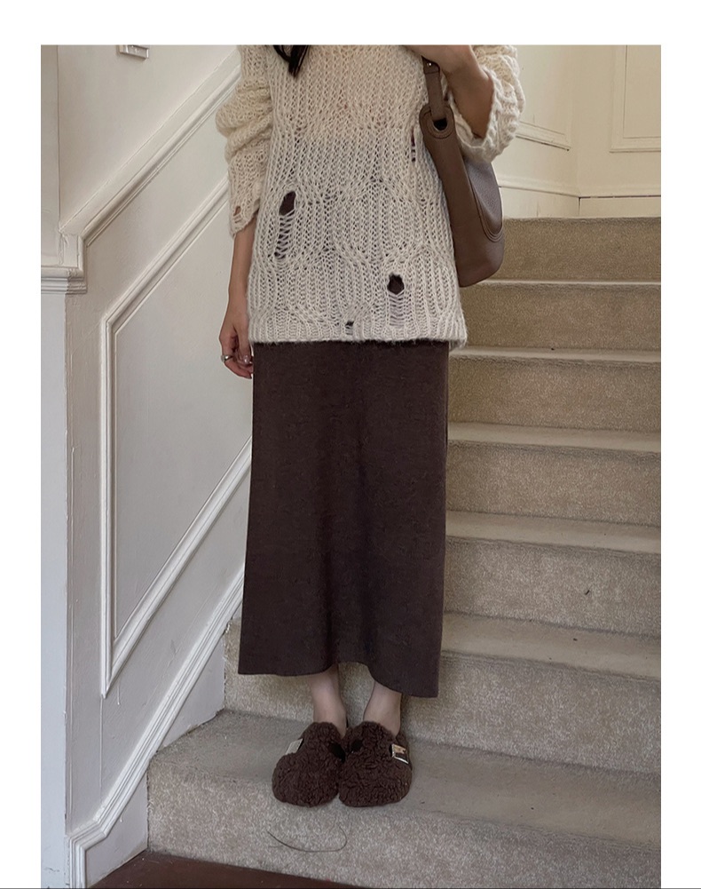 Long black wool  skirt