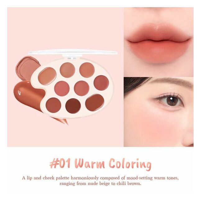 DASIQUE Mood Painting Lip&Cheek Palette 01.Warm