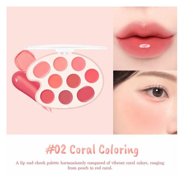 DASIQUE Mood Painting Lip&Cheek Palette 02.Coral