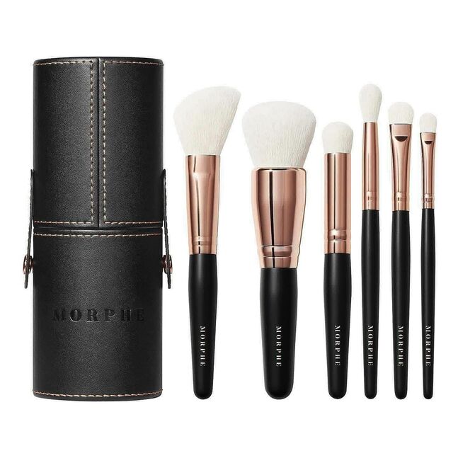 Morphe - rosé away 6-piece face & eye travel brush set