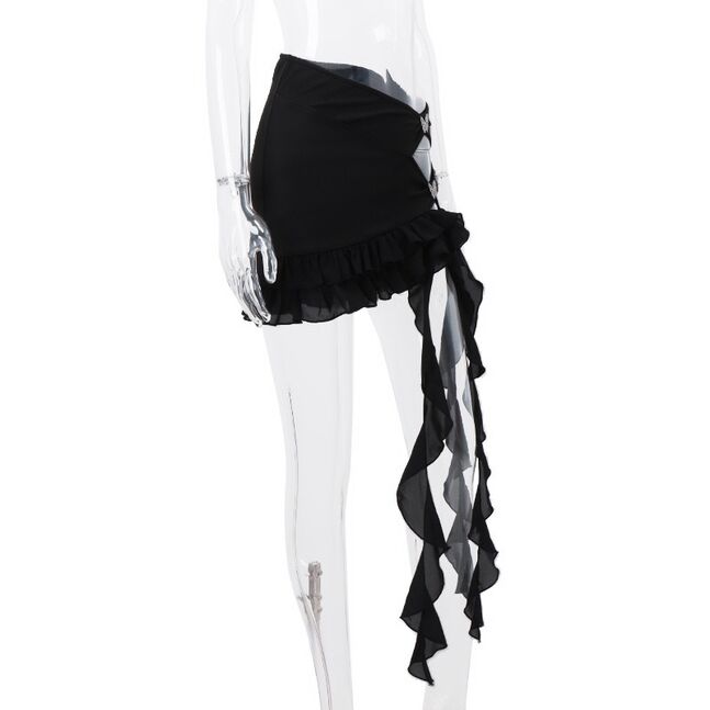 Black ruffle skirt