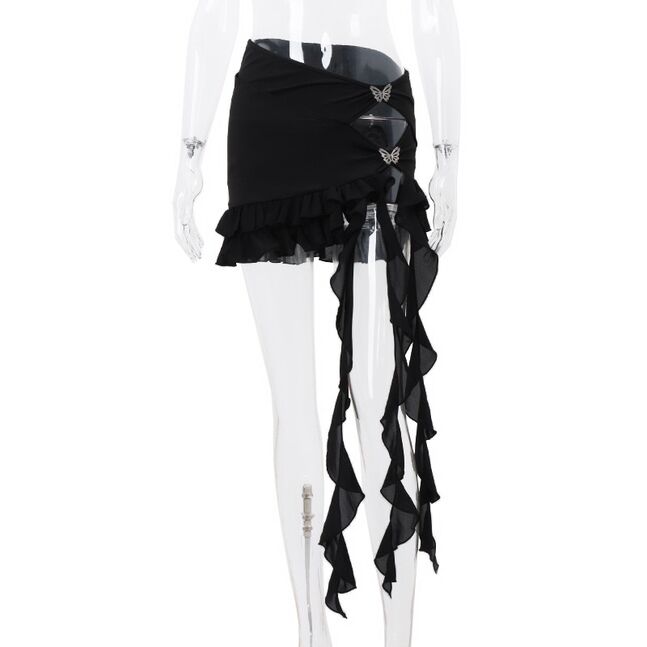 Black ruffle skirt