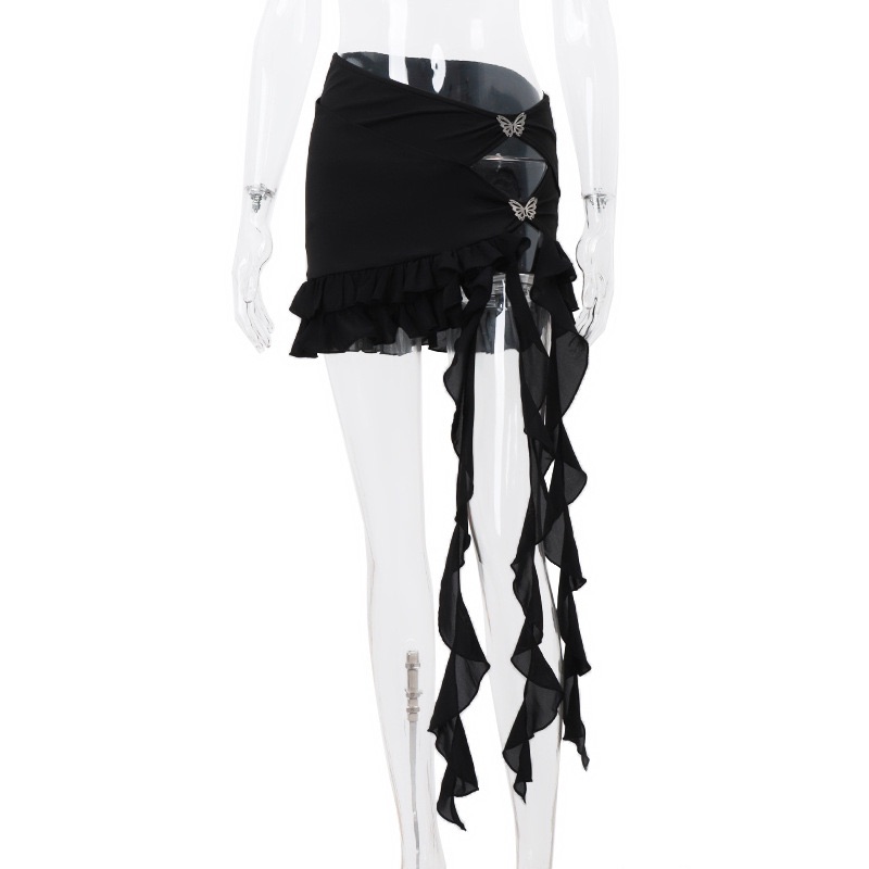 Black ruffle skirt