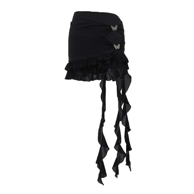 Black ruffle skirt