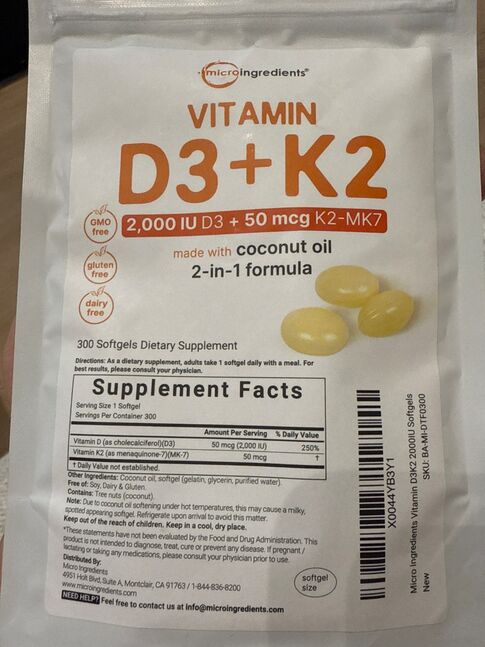 Microingredients 2000iu d3+50mcg k2