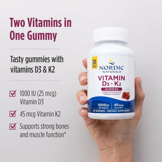 Nordic naturals vitamin d3 + k2 gummies, анар - 60 ш gummies