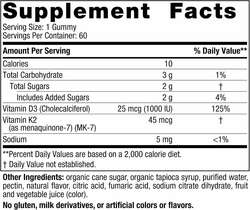 Nordic naturals vitamin d3 + k2 gummies, анар - 60 ш gummies