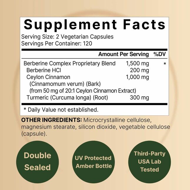 Naturebell berberine 1500mg with cinnamon and turmeric 