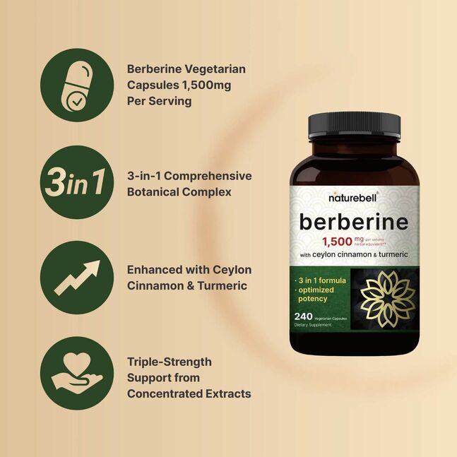 Naturebell berberine 1500mg with cinnamon and turmeric 