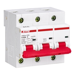 Miniature circuit breaker, HDB3w-125, 27 mm, AC, 10 kA, 3P, C curve, 100 A