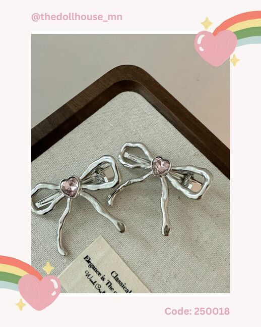 Мөнгөлөг bow хавчаар, шигтгээтэй