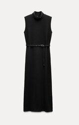 Midi dress with belt