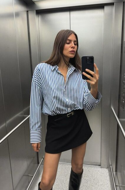 Striped poplin shirt