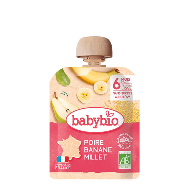 Babybio лийр банана шар будаатай 90гр 6+сар №1