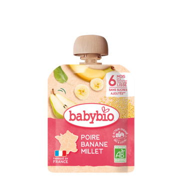 Babybio лийр банана шар будаатай 90гр 6+сар №1