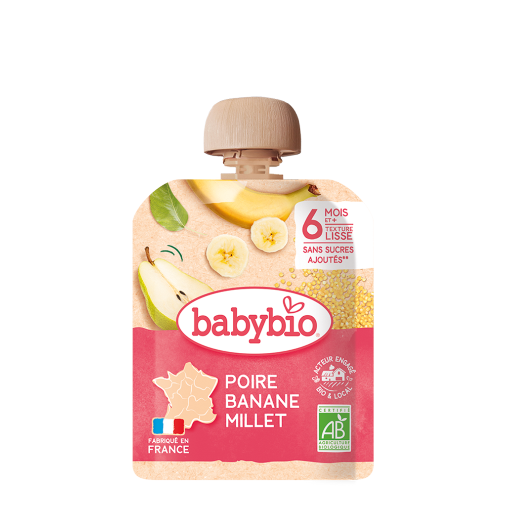 Babybio лийр банана шар будаатай 90гр 6+сар №1