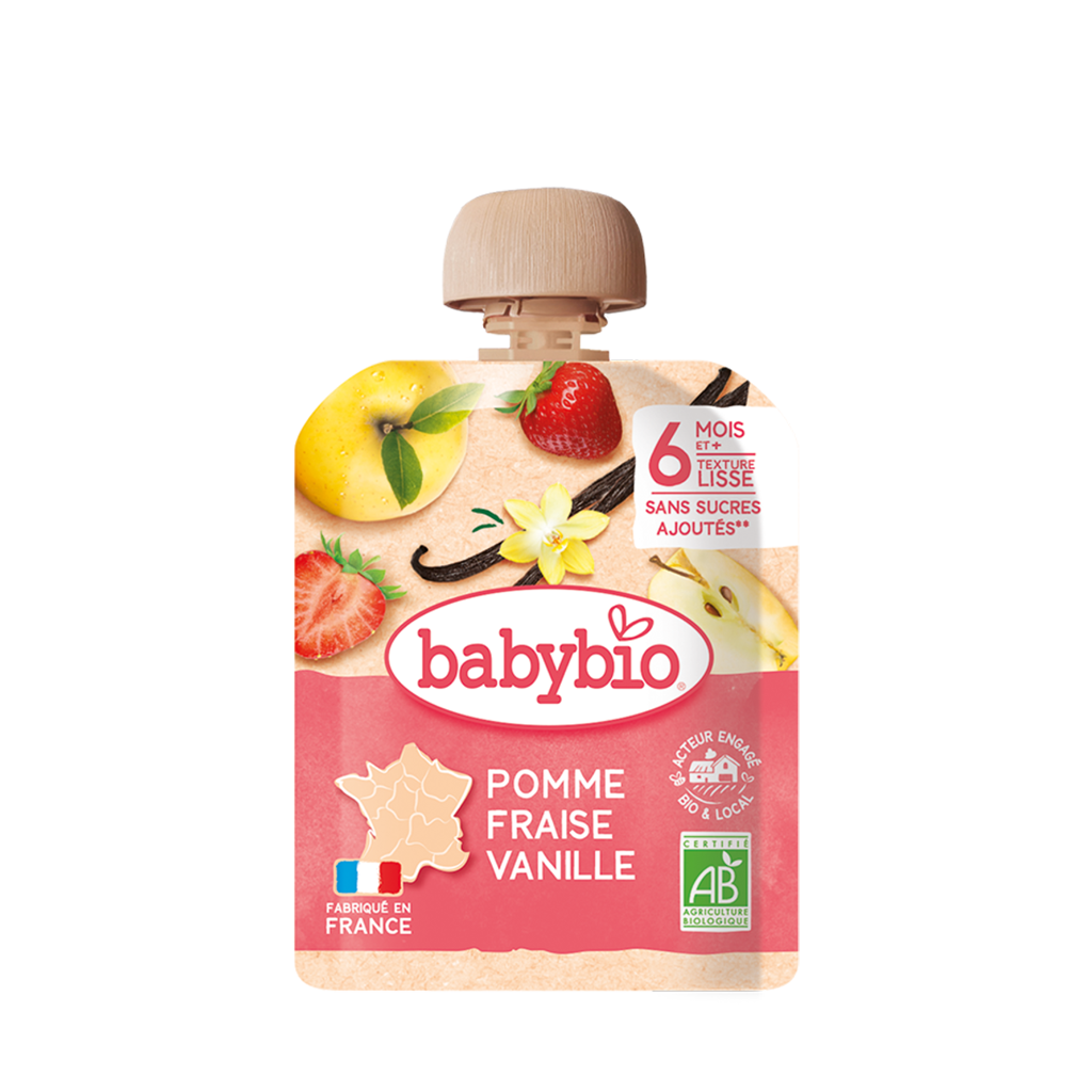 Babybio алим гүзээлзгэнэ ванилтай нухаш 90гр 6+сар №1