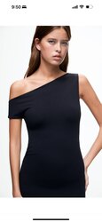 Long dress with an asymmetric neckline