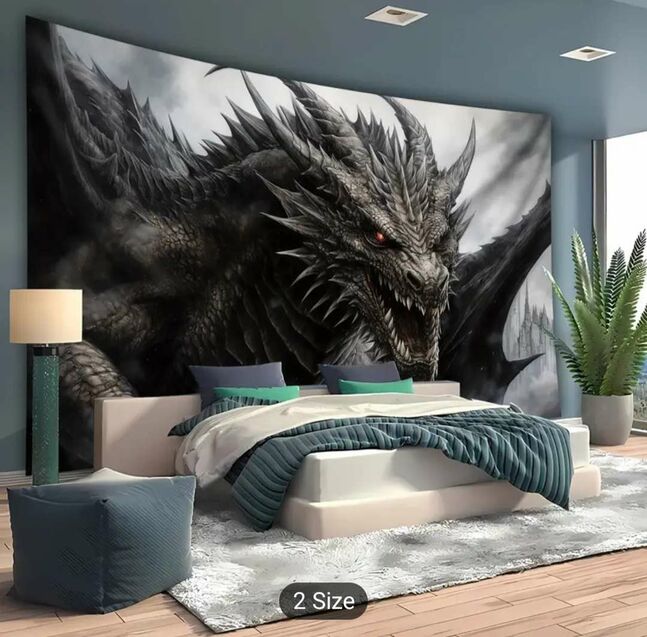 1 ширхэг хэт том хэмжээтэй сүр жавхлант луу 3d мэдрэмжтэй зурагны арын хананд өлгөх том хэмжээтэй полиэстр материалтай хивс зочны өрөө, унтлагын өрөө, оффис, гэрийн өрөө, үдэшлэгийн чимэглэл, шууд дамжуулалтын арын хивс үнэгүй өлгөх хавчаартай