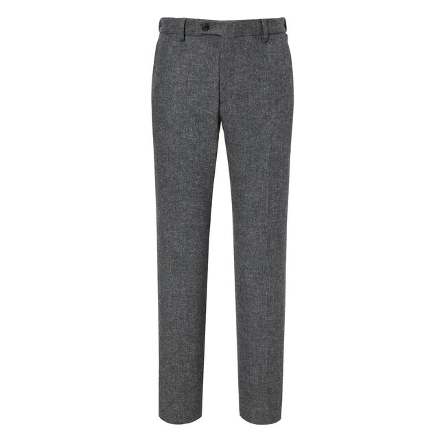 MEN'S WOOL BLEND HERRINGBONE PATTERN SETUP SLACKS