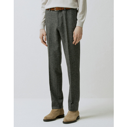 MEN'S WOOL BLEND HERRINGBONE PATTERN SETUP SLACKS