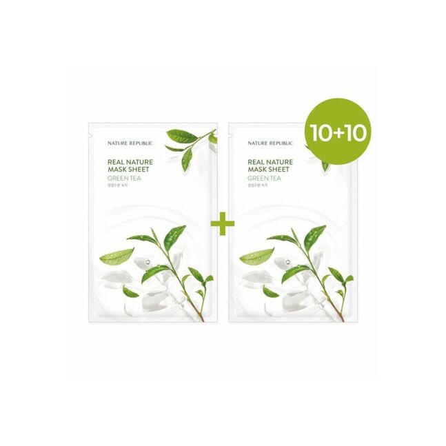 NATURE REPUBLIC GREEN TEA REAL NATURE MASK SHEET 10+10 | НОГООН ЦАЙ