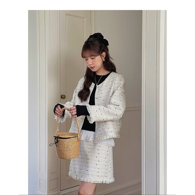 TWEED BLAZER AND SKIRT WHITE
