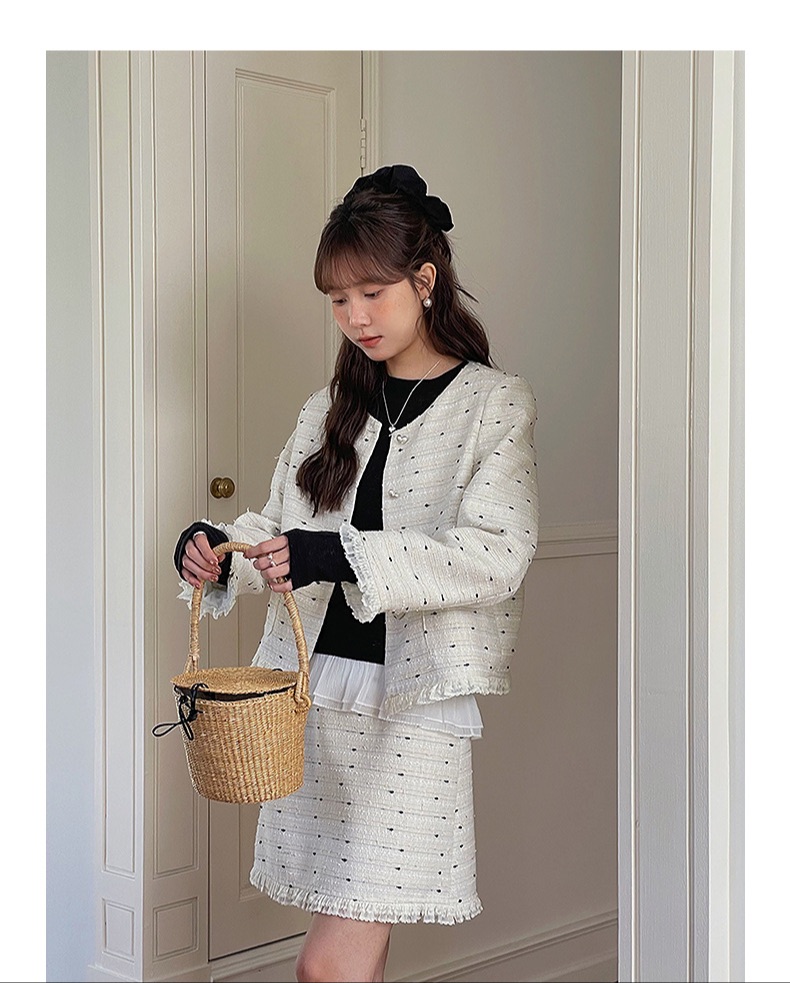 TWEED BLAZER AND SKIRT WHITE