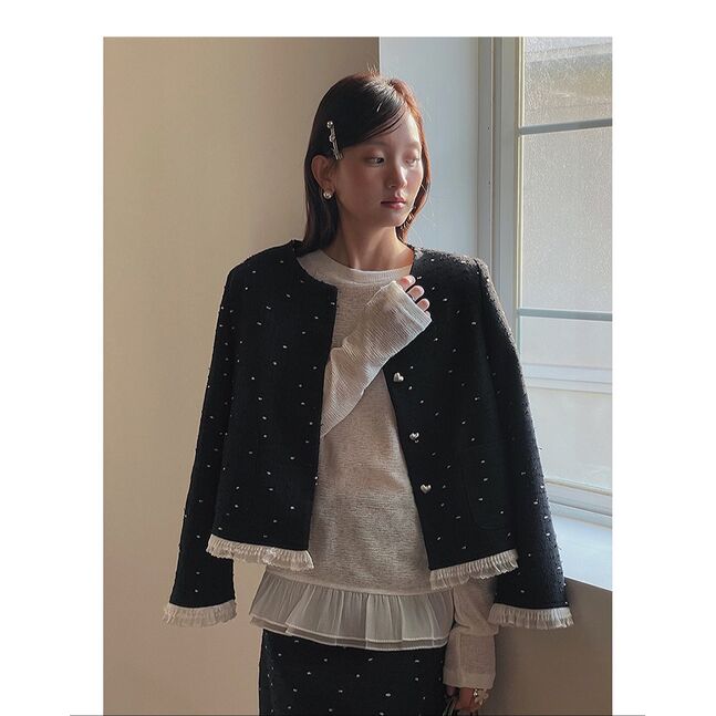 TWEED BLAZER AND SKIRT BLACK