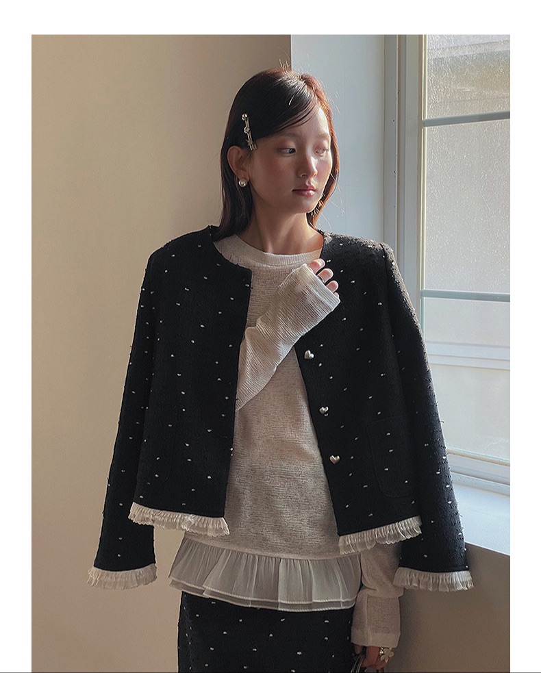 TWEED BLAZER AND SKIRT BLACK