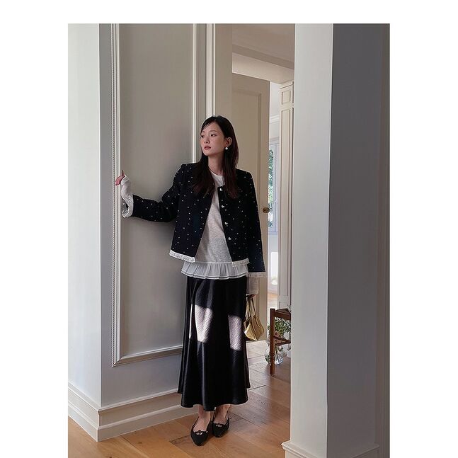 TWEED BLAZER AND SKIRT BLACK