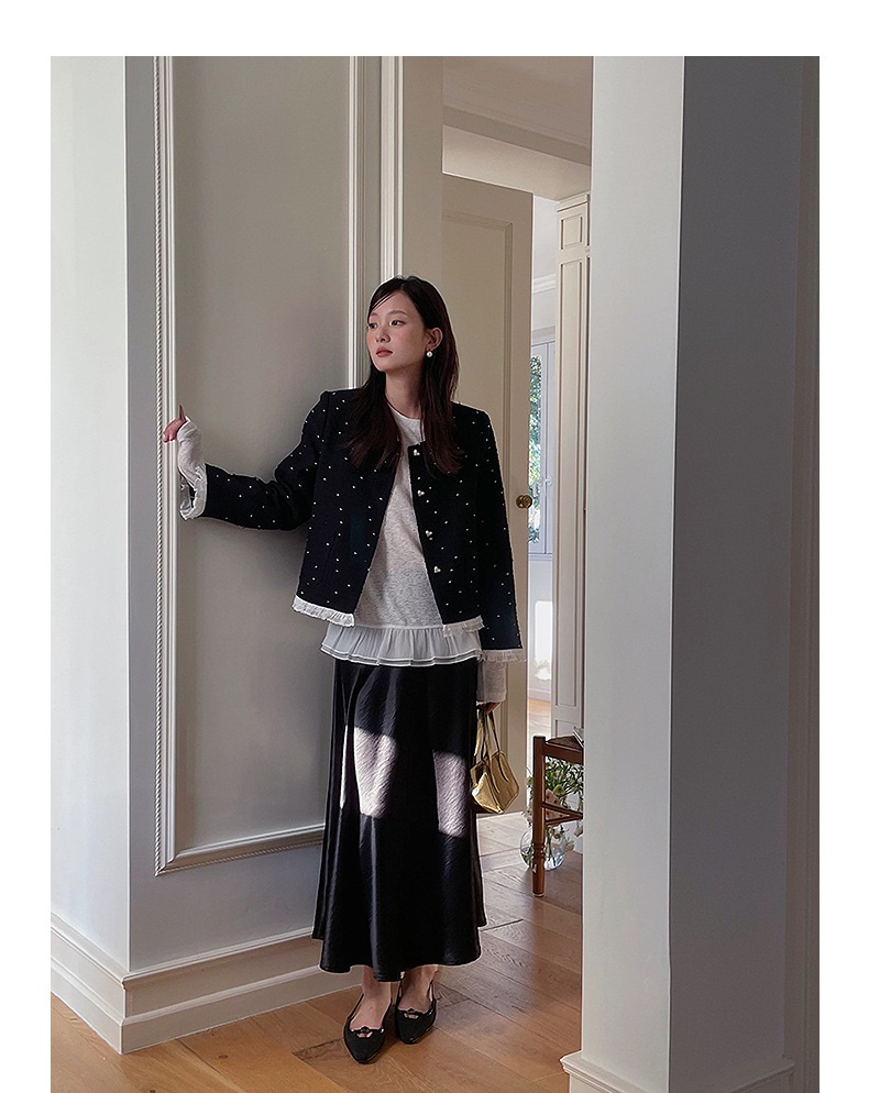 TWEED BLAZER AND SKIRT BLACK