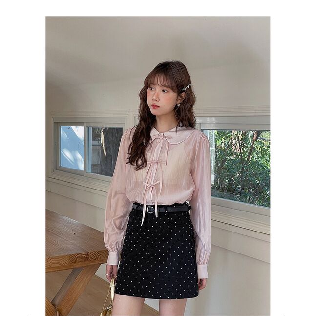 BLACK MINI RETRO DOT SKIRT 