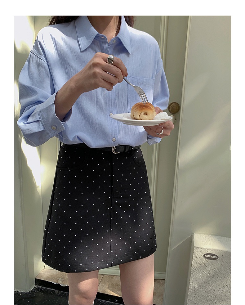 BLACK MINI RETRO DOT SKIRT