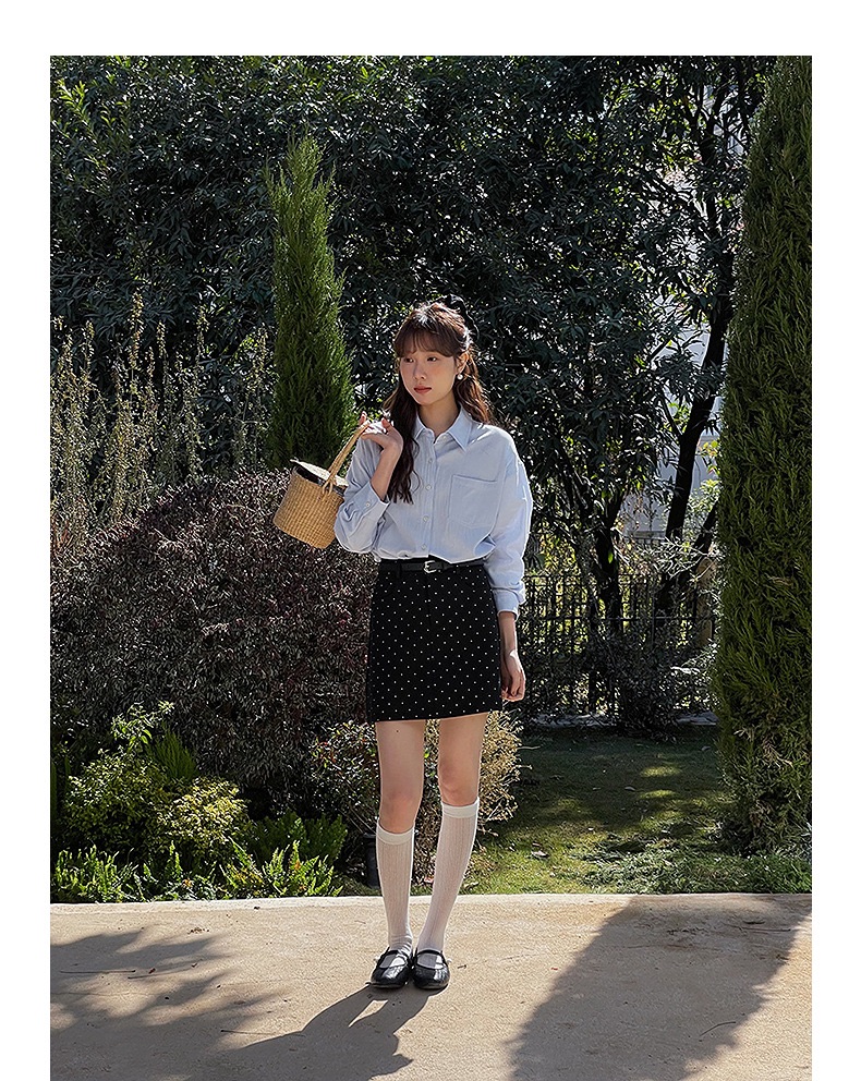 BLACK MINI RETRO DOT SKIRT