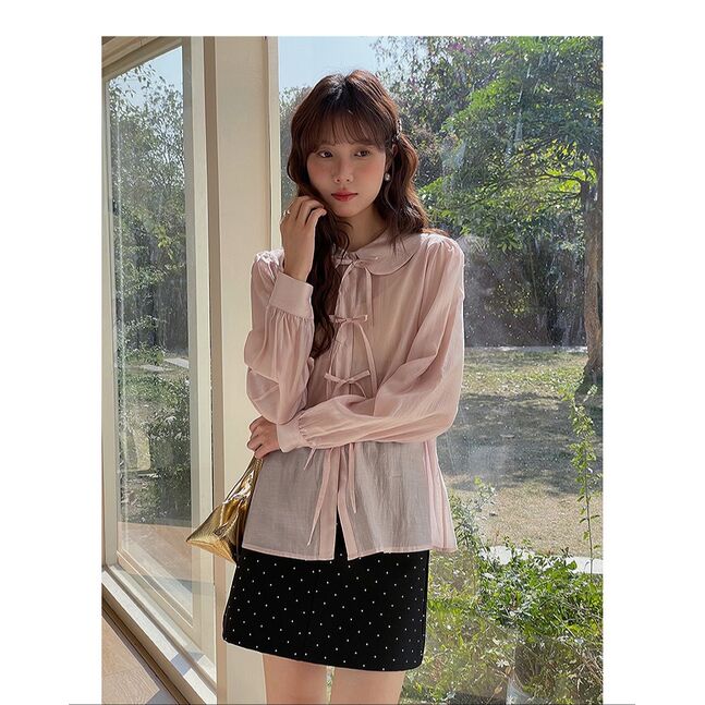 BLACK MINI RETRO DOT SKIRT 