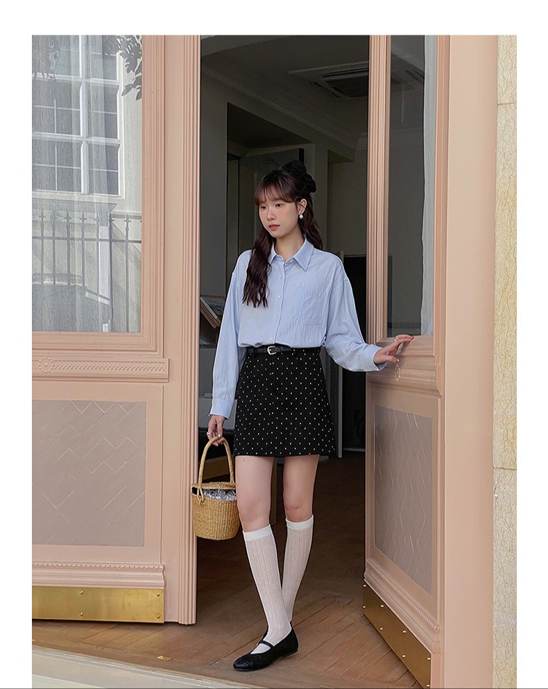 BLACK MINI RETRO DOT SKIRT