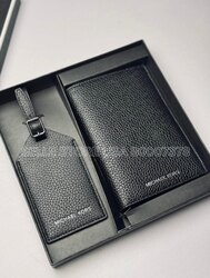 Pebbled leather passport case and luggage tag gift set | michael kors