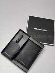 Pebbled leather passport case and luggage tag gift set | michael kors