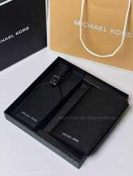 Pebbled leather passport case and luggage tag gift set | michael kors