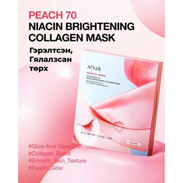 ANUA PEACH 70 NIACIN BRIGHTENING COLLAGEN MASK 38G (1EA)*4SET_GLB
